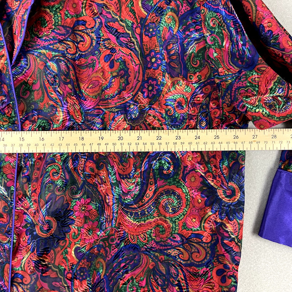 VTG Victorias Secret Satin Paisley Robe Women M/L Semi-Sheer Whimsigoth Fairy - Picture 12 of 16